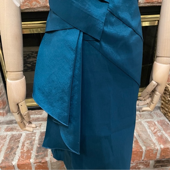 Romeo & Juliet Couture deep turquoise satin one shoulder dress / S / NWOT - Picture 7 of 15